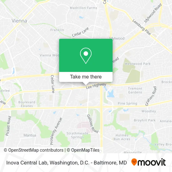 Inova Central Lab map
