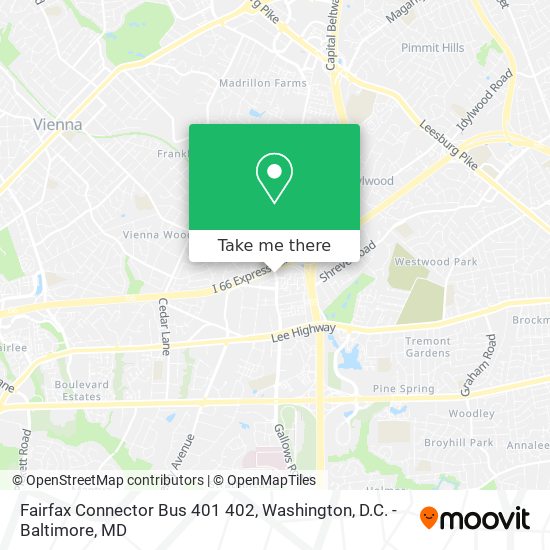 Mapa de Fairfax Connector Bus 401 402