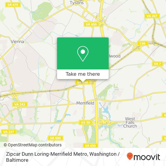 Zipcar Dunn Loring-Merrifield Metro map
