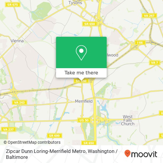 Mapa de Zipcar Dunn Loring-Merrifield Metro