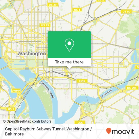 Capitol-Rayburn Subway Tunnel map