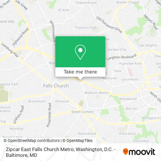 Zipcar East Falls Church Metro map