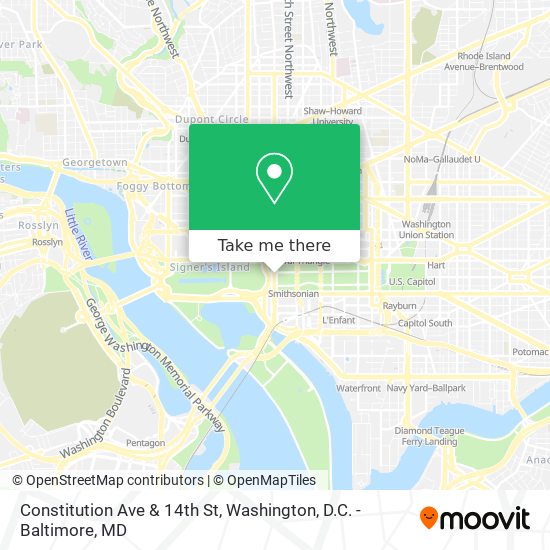 Constitution Ave & 14th St map