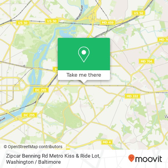 Zipcar Benning Rd Metro Kiss & Ride Lot map