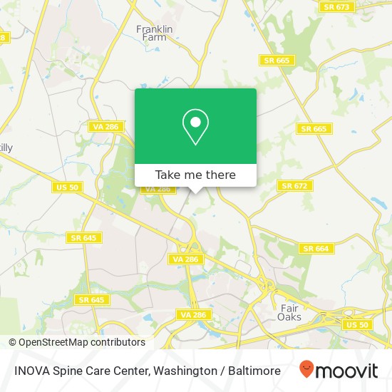 Mapa de INOVA Spine Care Center