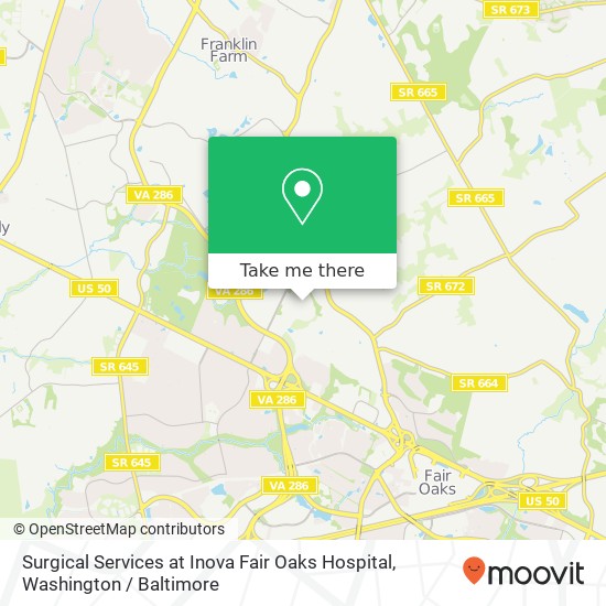 Mapa de Surgical Services at Inova Fair Oaks Hospital