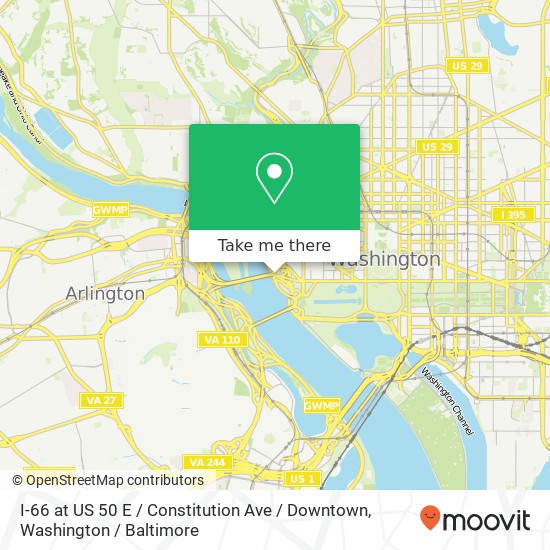 I-66 at US 50 E / Constitution Ave / Downtown map