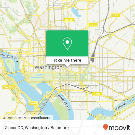 Mapa de Zipcar DC