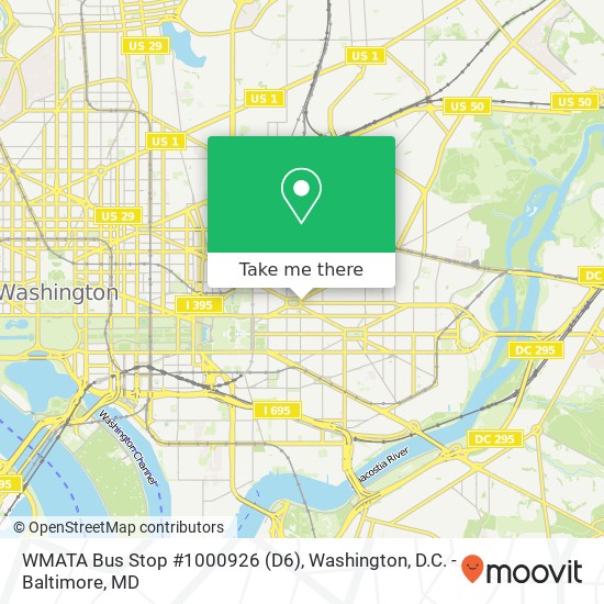 Mapa de WMATA Bus Stop #1000926 (D6)