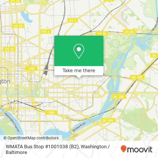 Mapa de WMATA Bus Stop #1001038 (B2)