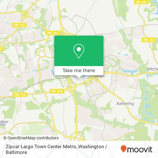 Mapa de Zipcar Largo Town Center Metro