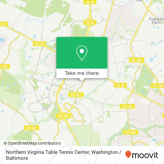 Northern Virginia Table Tennis Center map