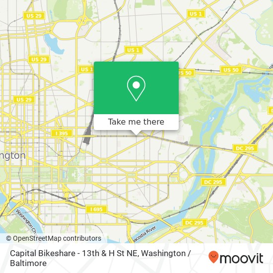 Mapa de Capital Bikeshare - 13th & H St NE