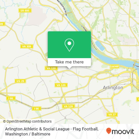 Arlington Athletic & Social League - Flag Football map