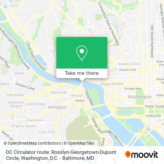 Mapa de DC Circulator route: Rosslyn-Georgetown-Dupont Circle