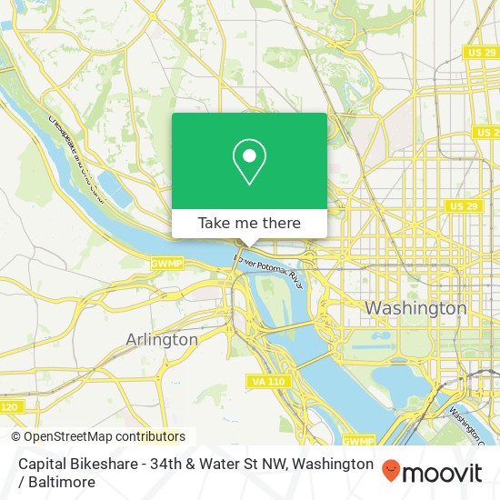 Mapa de Capital Bikeshare - 34th & Water St NW