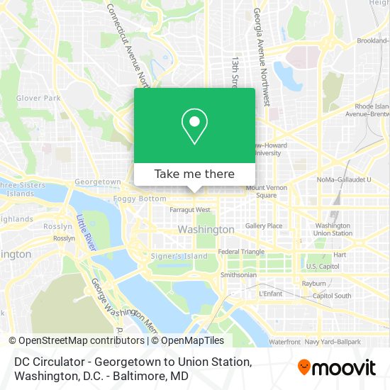 DC Circulator - Georgetown to Union Station map