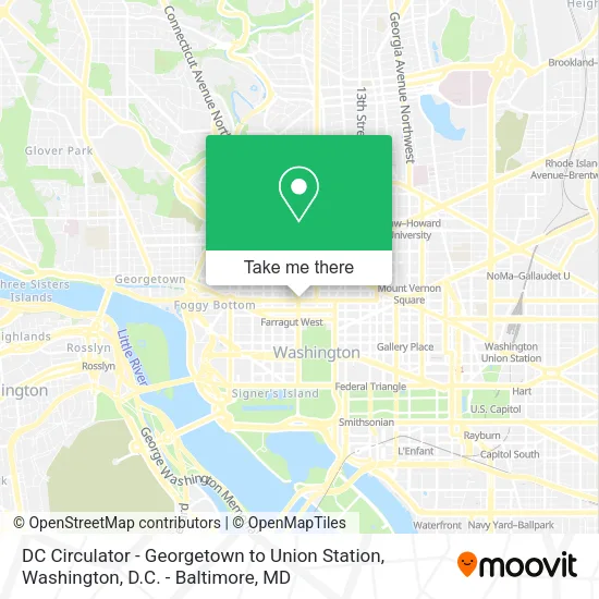 DC Circulator - Georgetown to Union Station map