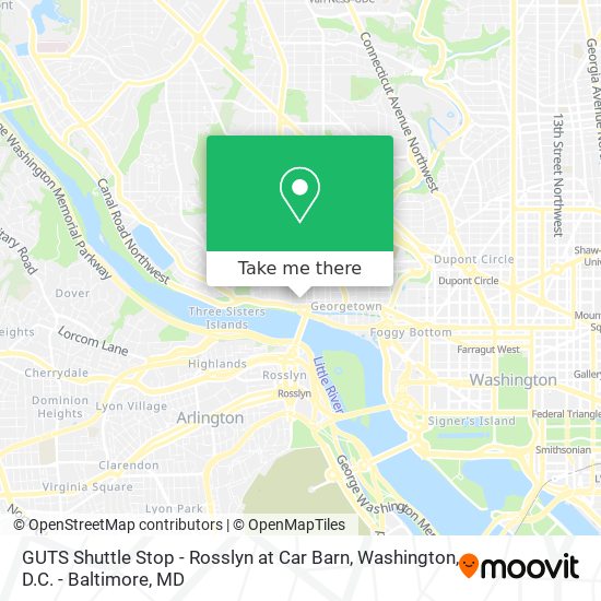 Mapa de GUTS Shuttle Stop - Rosslyn at Car Barn