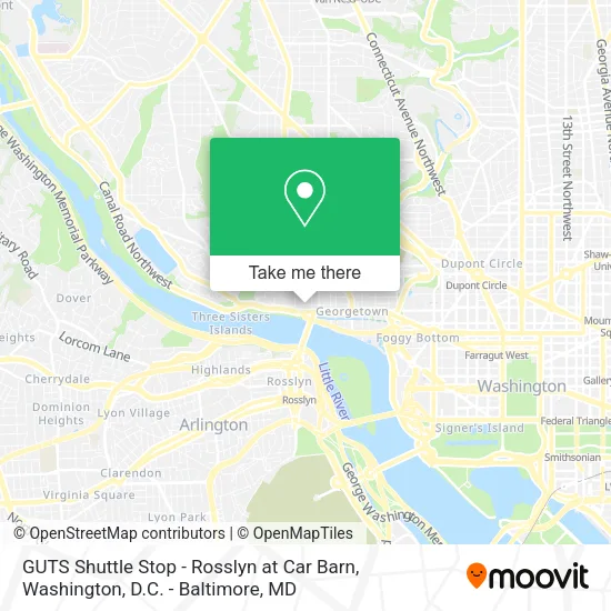 Mapa de GUTS Shuttle Stop - Rosslyn at Car Barn