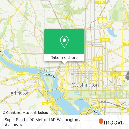 Mapa de Super Shuttle DC Metro - IAD