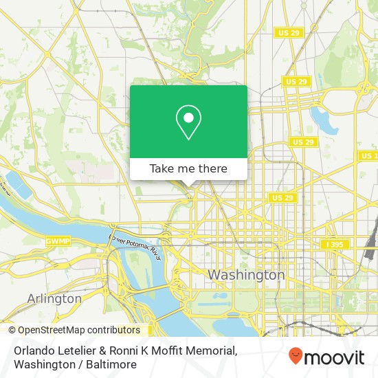 Orlando Letelier & Ronni K Moffit Memorial map