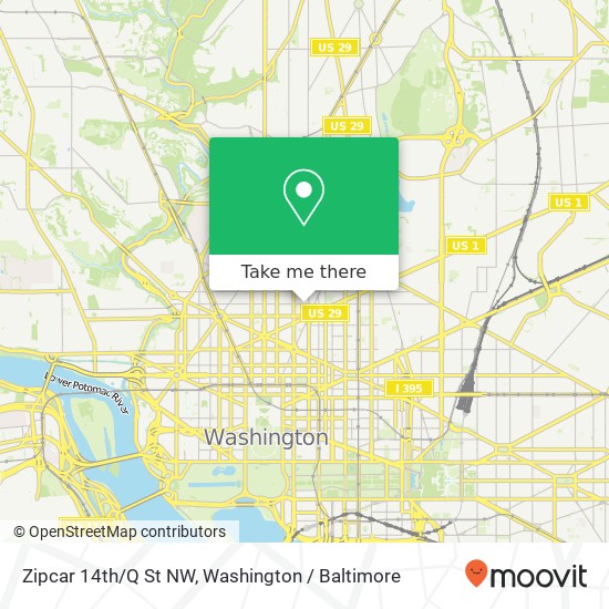 Zipcar 14th/Q St NW map