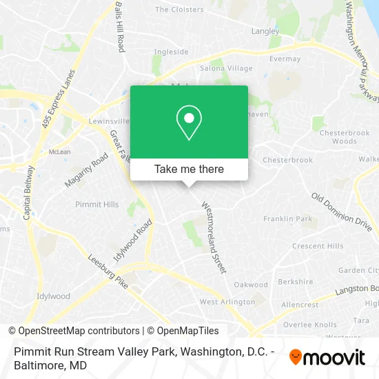 Pimmit Run Stream Valley Park map