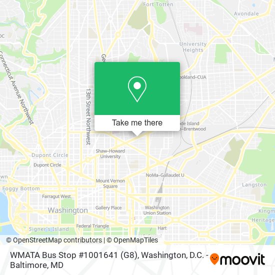 Mapa de WMATA Bus Stop #1001641 (G8)