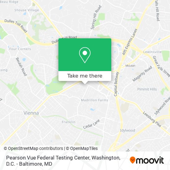Mapa de Pearson Vue Federal Testing Center