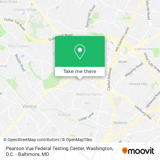Pearson Vue Federal Testing Center map