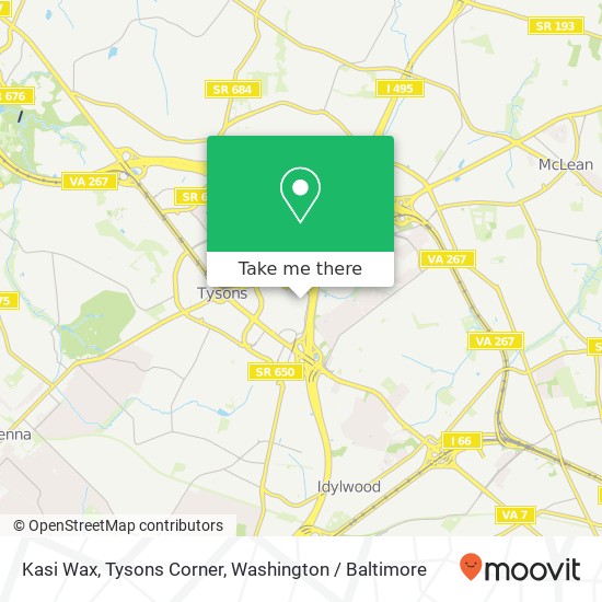 Kasi Wax, Tysons Corner map
