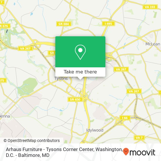 Arhaus Furniture - Tysons Corner Center map