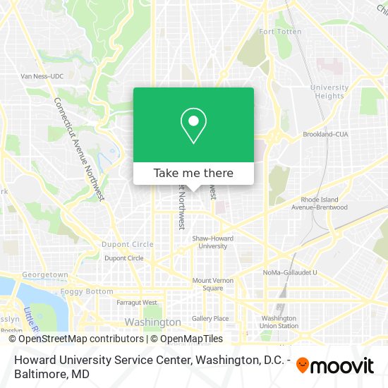 Howard University Service Center map