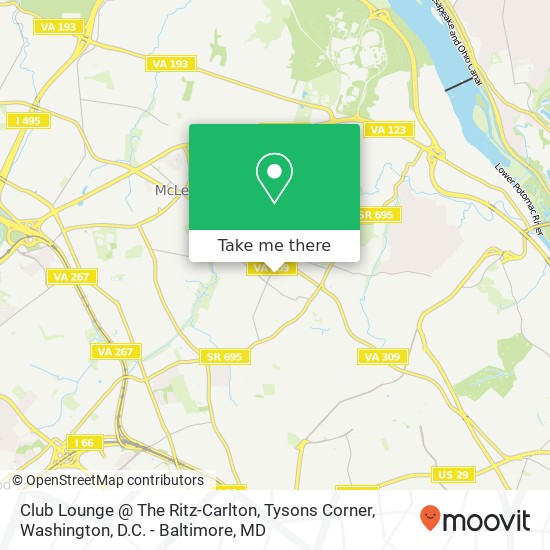 Mapa de Club Lounge @ The Ritz-Carlton, Tysons Corner