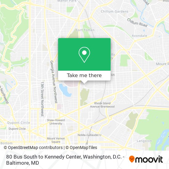 80 Bus South to Kennedy Center map