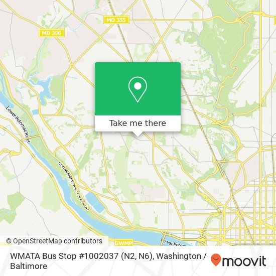 Mapa de WMATA Bus Stop #1002037 (N2, N6)