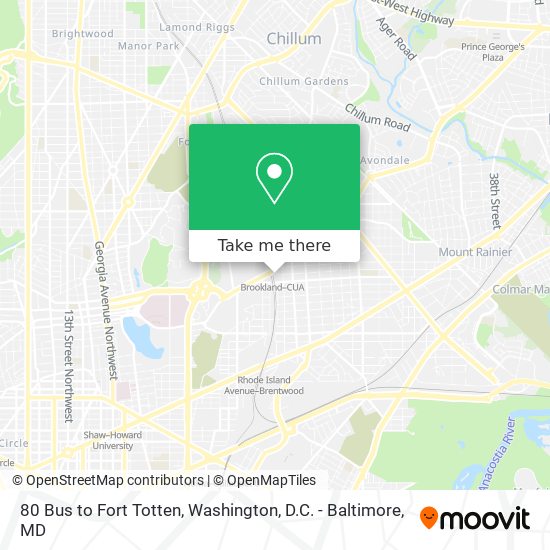 Mapa de 80 Bus to Fort Totten