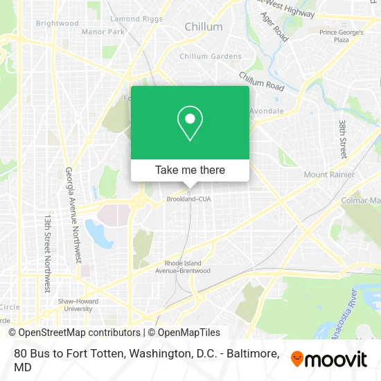 Mapa de 80 Bus to Fort Totten