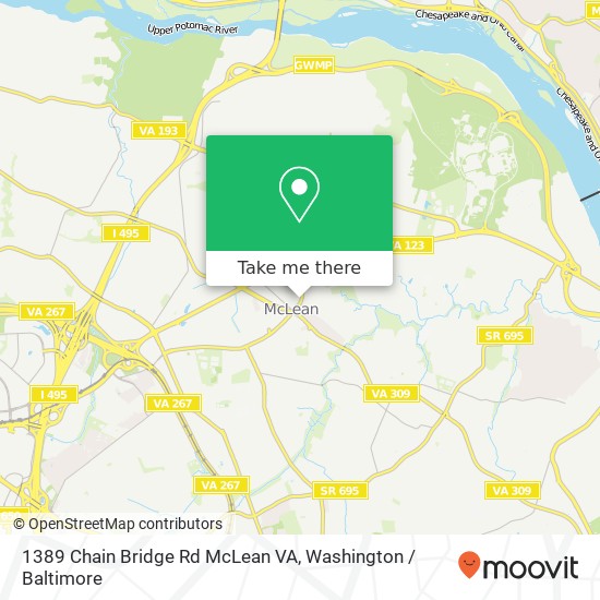 Mapa de 1389 Chain Bridge Rd McLean VA