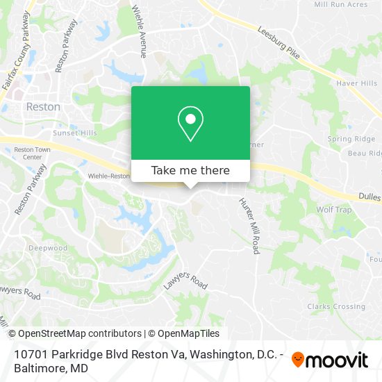 Mapa de 10701 Parkridge Blvd Reston Va