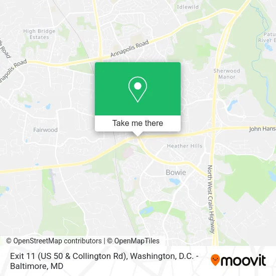 Exit 11 (US 50 & Collington Rd) map