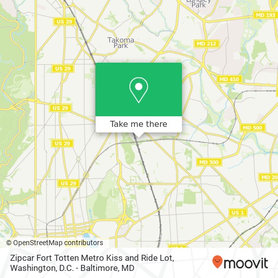 Mapa de Zipcar Fort Totten Metro Kiss and Ride Lot