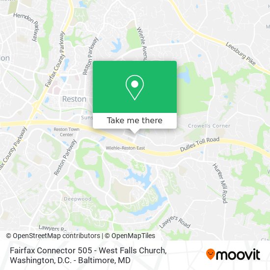 Mapa de Fairfax Connector 505 - West Falls Church