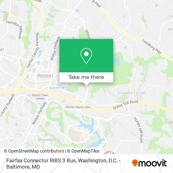 Mapa de Fairfax Connector RIBS 3 Bus