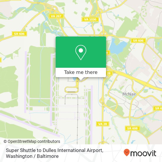 Super Shuttle to Dulles International Airport map