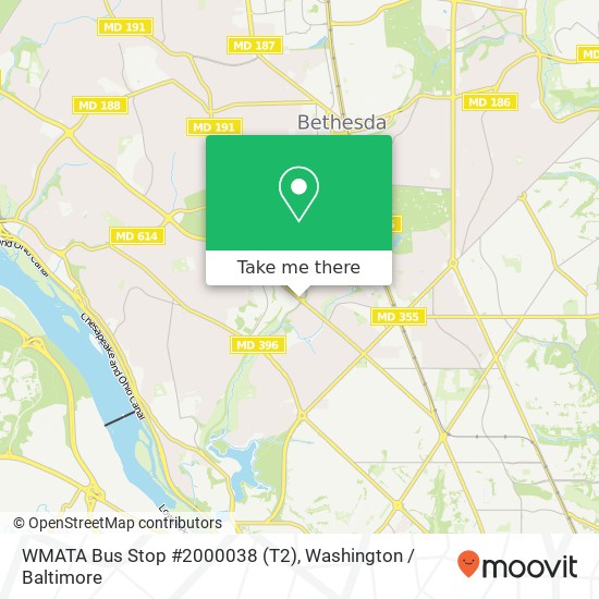 Mapa de WMATA Bus Stop #2000038 (T2)