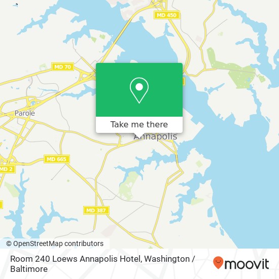 Mapa de Room 240 Loews Annapolis Hotel