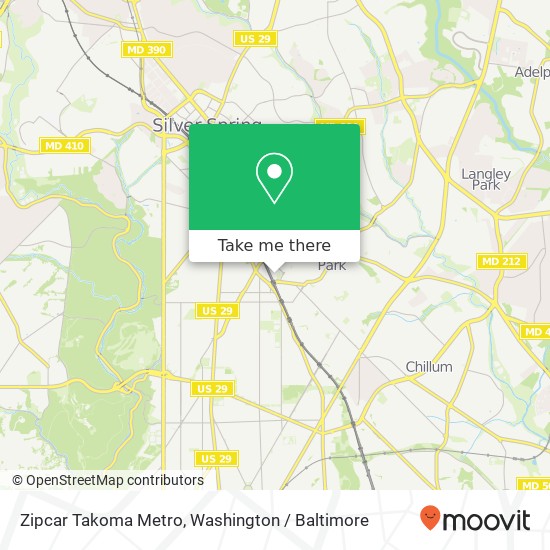 Zipcar Takoma Metro map