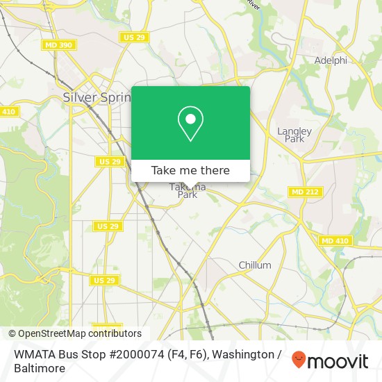 Mapa de WMATA Bus Stop #2000074 (F4, F6)